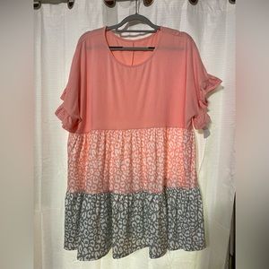 NWT Tiered babydoll Leopard blouse with ruffle sleeves size 2XL